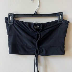 AKIRA Elegant Black Lace-Up Blouse